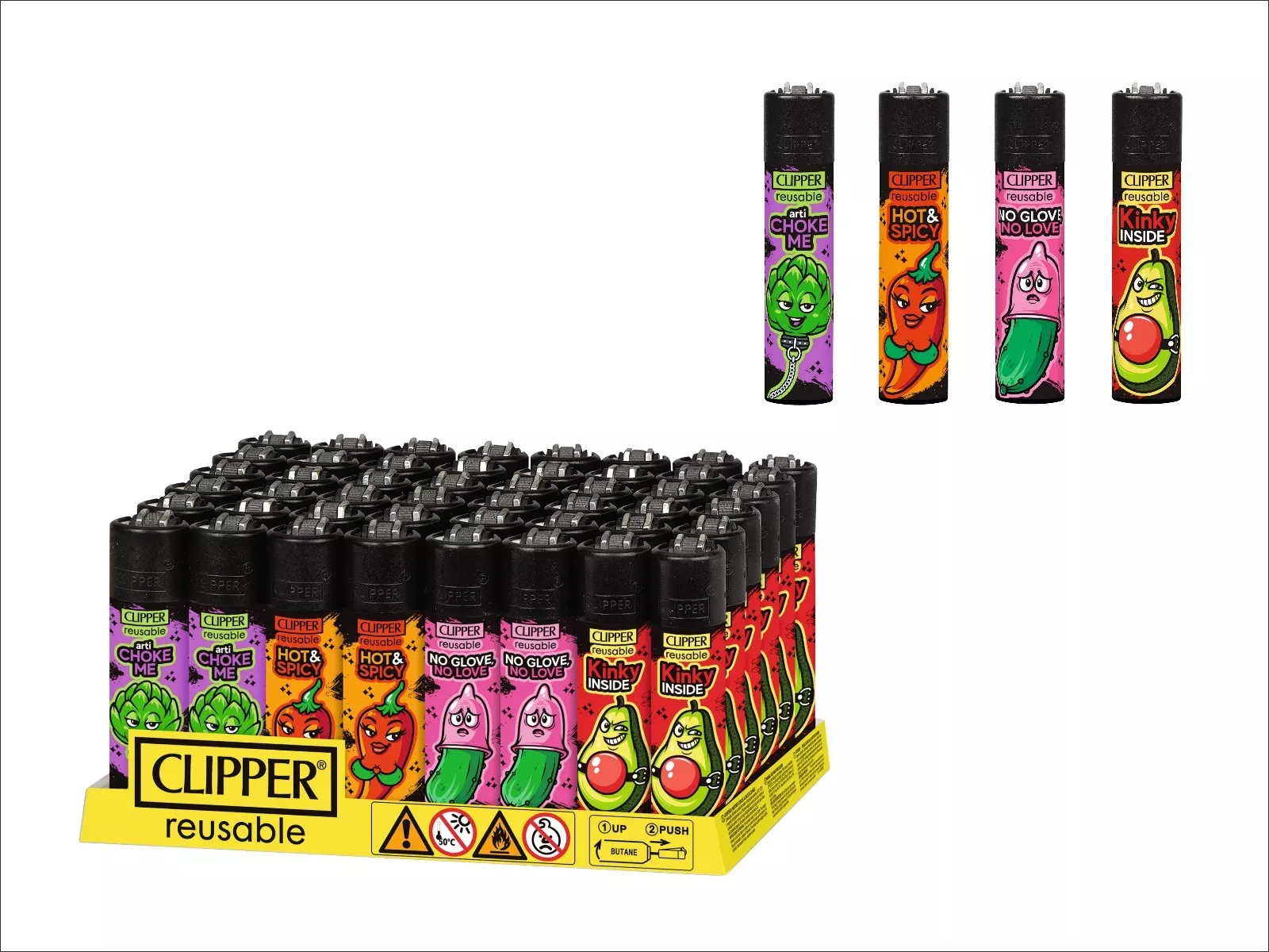 Feuerzeuge CLIPPER Porn Slogan 9, 48er Disp.