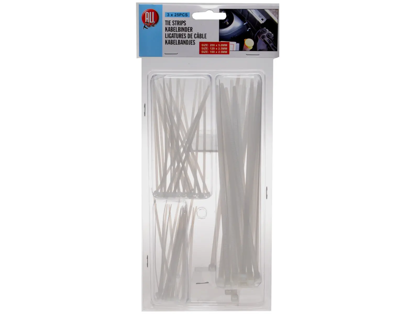 Kabelbinder CableTies 3Längenx25Stk weiß