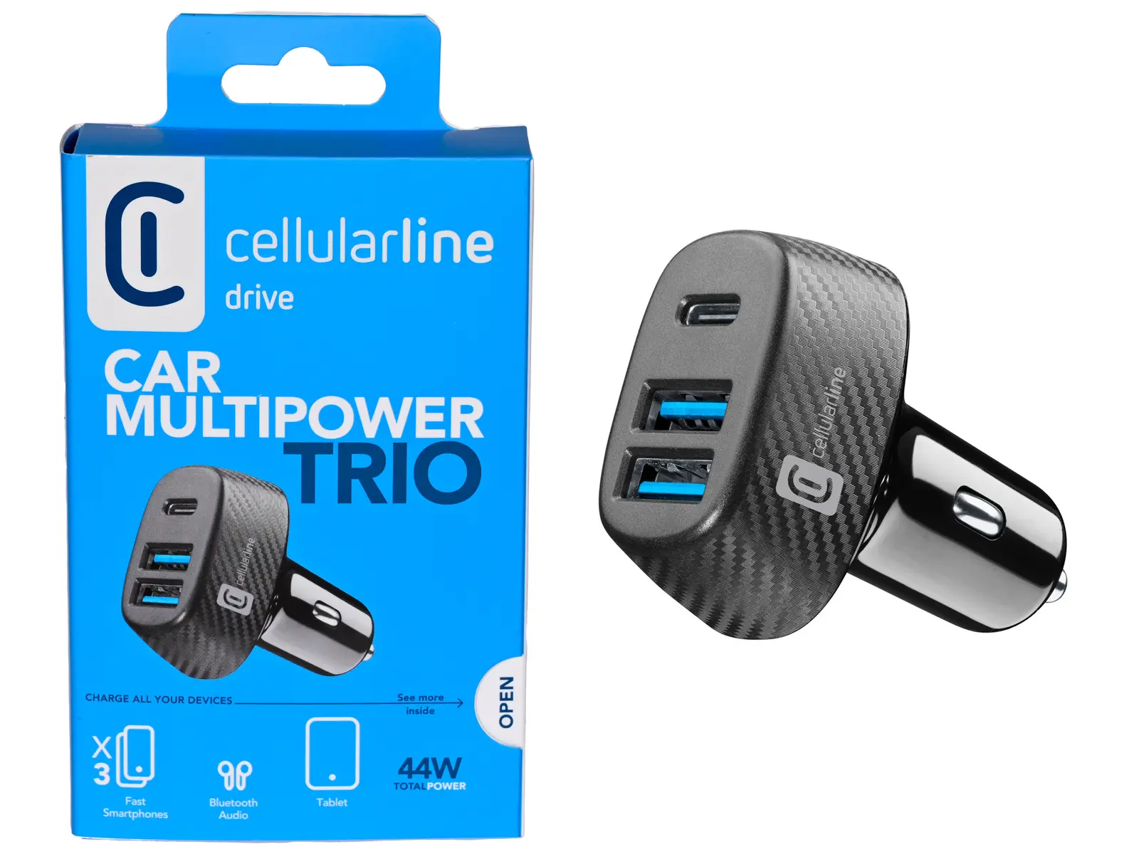 CL Car Charger Multipower 3 Ports, 44 W, schwarz