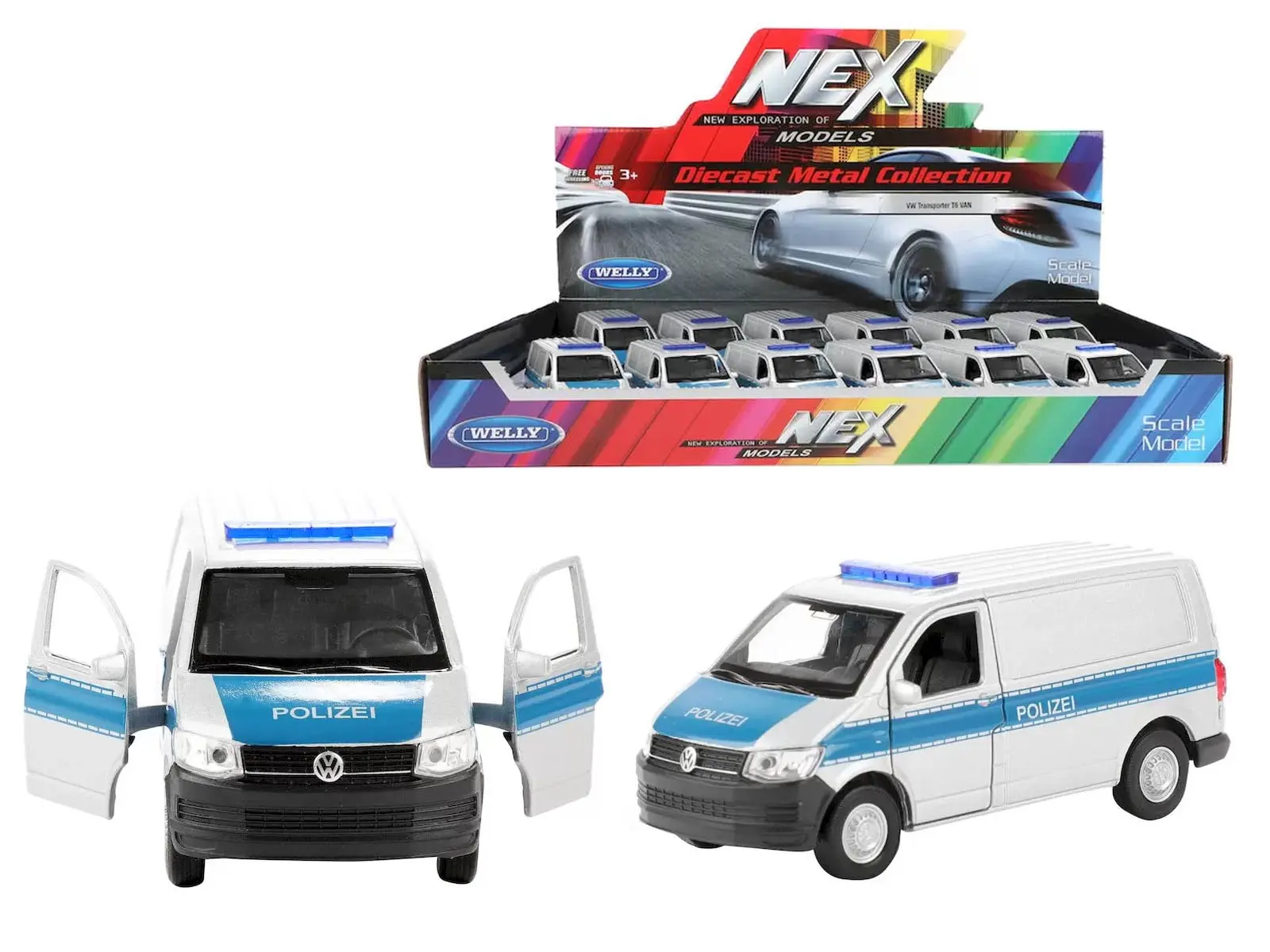 WELLY VW Transporter T6 Bus Polizei, Disp. x12