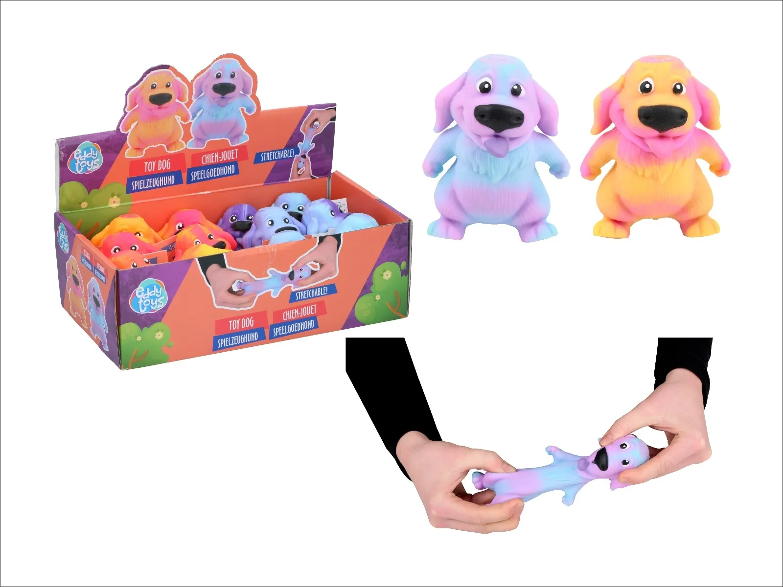 Stressball Squish&Stretch Hund, 2-fach sort. VE12
